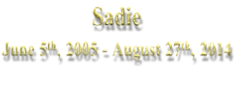 Sadie June 5th, 2005 - August 27th, 2014